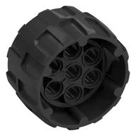 Wheel Hard Plastic, Treaded with 7 Pin Holes, Inner Ring (37mm D. x 22mm), Pearl Titanium