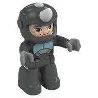 Duplo Figure Rhino, White Horn, Light Nougat Face, Armour Plating Print, Pearl Titanium