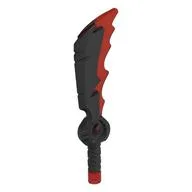Weapon Sword with Jagged Edges and Trans-Red Flames Pattern, Pearl Titanium