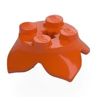 Plant, Leaves, Round 2 x 2 x 2/3 with + Axle Hole and 4 Leaf Extensions, Reddish Orange