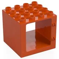 Duplo Door / Window Frame 4 x 4 x 3 with Thin Top, Reddish Orange