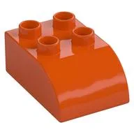 Duplo Brick 2 x 3 with Curved Top, Reddish Orange