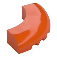 Brick Round Corner 5 x 5 x 1 Curved, Bottom Cut Outs, No Studs, 7 Bottom Tubes, Reddish Orange