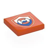 Tile 2 x 2 with Coastguard Logo Print, Reddish Orange