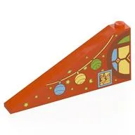 Brick Sloped 25° 1 x 8 x 3 with Stars, Garland, Bunny and Half Stained Glass Round Window Print, Reddish Orange