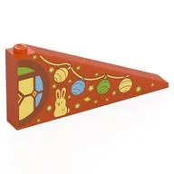 Brick Sloped 25° 1 x 8 x 3 with Stars, Garland, Portrait and Half Stained Glass Round Window Print, Reddish Orange