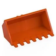 Construction Vehicle Bucket 3 x 6 with Hinge, Reinforced Center, Reddish Orange