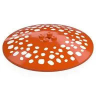 Dish 10 x 10 Inverted [Radar] with White Spots (Mushroom Head) Print, Reddish Orange