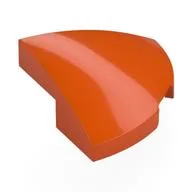 Brick Round Corner, Curved 2 x 2 x 2/3 Quarter Circle With 1 x 1 Bottom Cutout, Reddish Orange