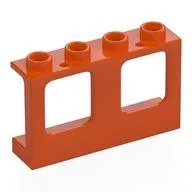 Window 1 x 4 x 2 Plane, Hollow Studs, Single Hole Top and Bottom for Glass, Reddish Orange