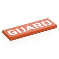 Tile 2 x 6 with White 'GUARD' Print, Reddish Orange