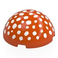 Dome Hemisphere 4 x 4 with White Spots (Mushroom Head) Print, Reddish Orange