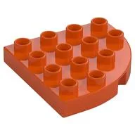 Duplo Plate Round Corner 4 x 4, Reddish Orange