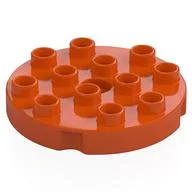 Duplo Plate Round 4 x 4, Reddish Orange
