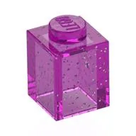 Brick 1 x 1, Glitter Trans-Dark Pink