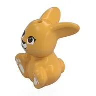 Animal, Bunny, Sitting with Dark Brown Eyes, White Nose, Paws Print, Ochre Yellow