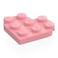 Plate Angled 3 x 3 with Heart Shape, Warm Pink