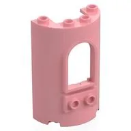 Cylinder Half 2 x 4 x 5 with 1 x 2 Cutout and Arched Window, Warm Pink