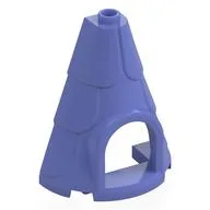 Tower Roof 2 x 4 x 4 Half Cone Shaped with Roof Tiles and Window, Blue Violet