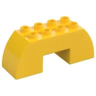 Duplo Brick 2 x 6 x 2 Curved with 2 x 2 Cutout on Bottom, Yellow