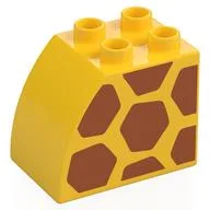 Duplo Brick 2 x 3 x 2 with Curved Top with Giraffe Spots Print, Yellow