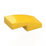 Brick Curved 2 x 1 No Studs [1/2 Bow], Yellow