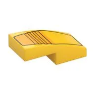 Brick Curved 2 x 1 No Studs with Orange Headlight Print, Yellow