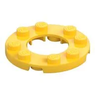 Plate Round 4 x 4 with 2 x 2 Round Opening, Yellow