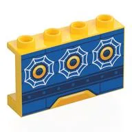 Panel 1 x 4 x 2 with Blue Boat Side, Yellow Port Holes, White Webbings Print, Yellow
