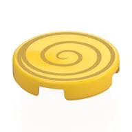 Tile Round 2 x 2 with Gold Swirl Print, Yellow