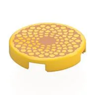 Tile Round 2 x 2 with Orange Flower Heart Print, Yellow