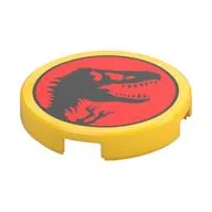 Tile Round 2 x 2 with Jurassic Park Logo Print, Yellow