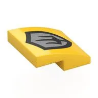 Brick Curved 2 x 2 x 2/3 with Shield, Trident on Silver Background Print, Yellow