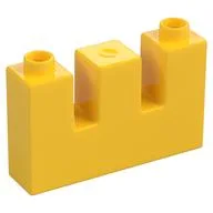 Duplo Brick 1 x 4 x 2 with 2 Top Cutouts (Arrow Slits), Yellow
