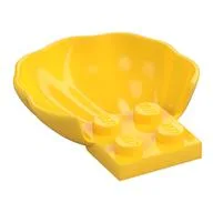 Animal Body Part, Clam / Scallop Half Shell with 4 Studs, Yellow