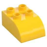 Duplo Brick 2 x 3 with Curved Top, Yellow