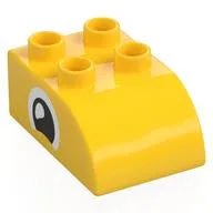 Duplo Brick 2 x 3 with Curved Top with Squinting Eye Print, Yellow