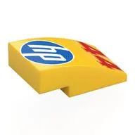 Brick Curved 3 x 2 No Studs with White/Blue 'hp' Logo, Red '44' Print, Yellow
