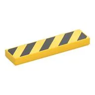 Tile 1 x 4 with Black Diagonal Stripes Print, Yellow