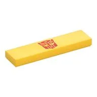 Tile 1 x 4 with Red Autotron Logo Print, Yellow