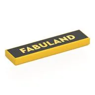 Tile 1 x 4 with 'FABULAND' on Black Background Print, Yellow
