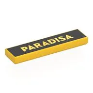 Tile 1 x 4 with 'PARADISA' on Black Background Print, Yellow