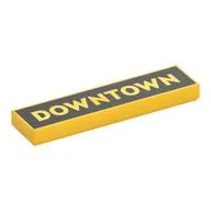 Tile 1 x 4 with 'DOWNTOWN' on Black Background Print, Yellow