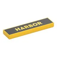 Tile 1 x 4 with 'HARBOR' on Black Background Print, Yellow