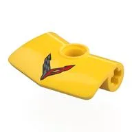Technic Panel Fairing 2 x 3 x 1 #3 Angled with Corvette Logo Print, Yellow