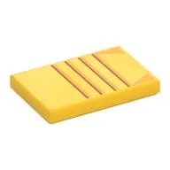Tile 2 x 3 with Reddish Brown/Dark Orange Stripes / Radiator Print, Yellow