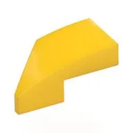 Brick Wedged, Curved 2 x 1 with Stud Notch Right, Yellow
