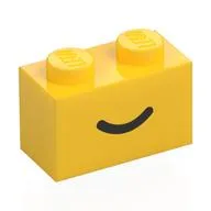 Brick 1 x 2 with Black Curved Line / Smile Print, Yellow