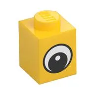 Brick 1 x 1 with Simple Black Eye with White Pupil Print, Yellow