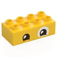 Duplo Brick 2 x 4 with Eyes, and White Patch Print, Yellow
